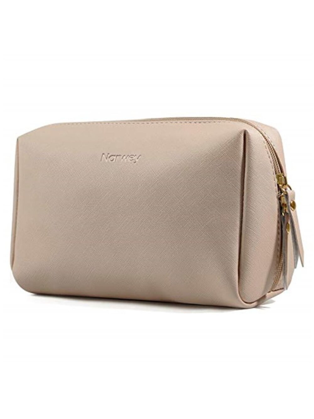 Brown PU Leather Makeup Bag Large Travel Cosmetic Organizer Toiletry Pouch
